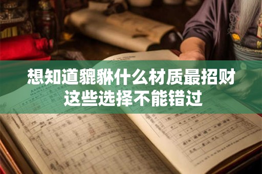 想知道貔貅什么材质最招财 这些选择不能错过