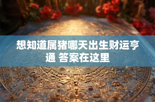 想知道属猪哪天出生财运亨通 答案在这里 想知道属猪哪天出生财运亨通 答案在这里