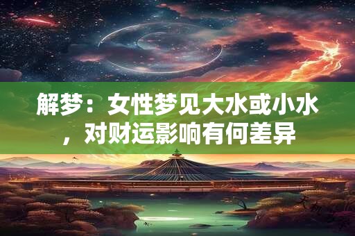 解梦：女性梦见大水或小水，对财运影响有何差异