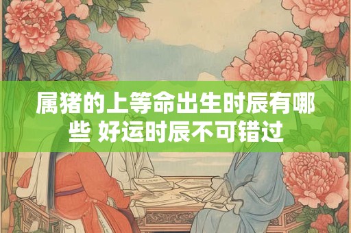 属猪的上等命出生时辰有哪些 好运时辰不可错过