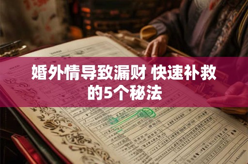 婚外情导致漏财 快速补救的5个秘法
