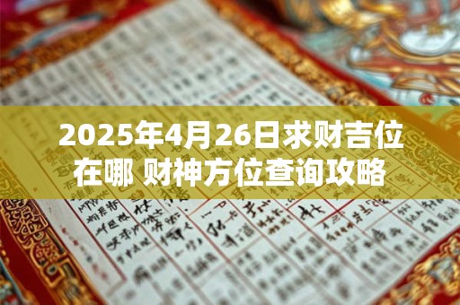 2025年4月26日求财吉位在哪 财神方位查询攻略