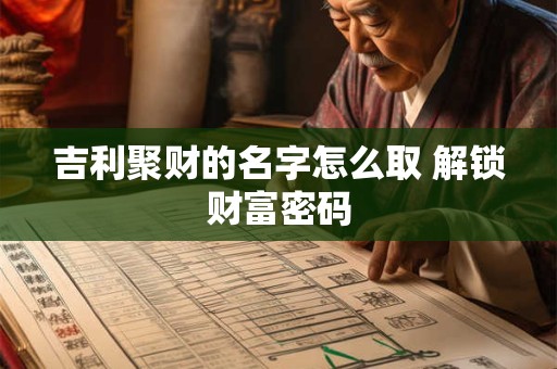 吉利聚财的名字怎么取 解锁财富密码