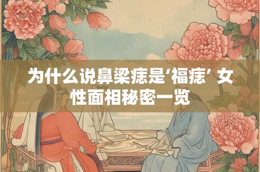 为什么说鼻梁痣是‘福痣’ 女性面相秘密一览