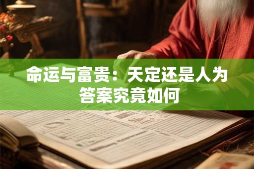 命运与富贵：天定还是人为 答案究竟如何