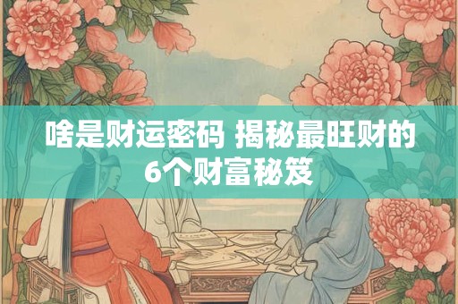 啥是财运密码 揭秘最旺财的6个财富秘笈