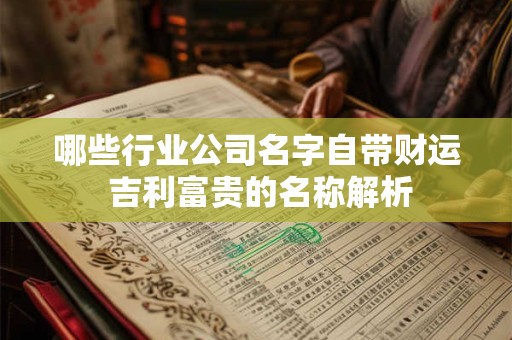 哪些行业公司名字自带财运 吉利富贵的名称解析