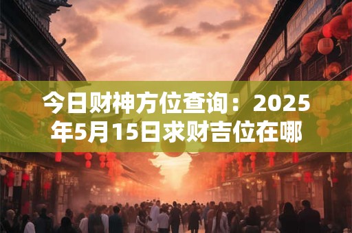 今日财神方位查询：2025年5月15日求财吉位在哪