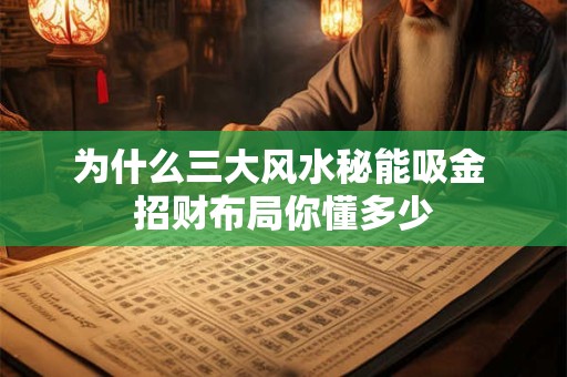 为什么三大风水秘能吸金 招财布局你懂多少
