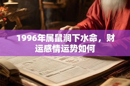1996年属鼠涧下水命，财运感情运势如何
