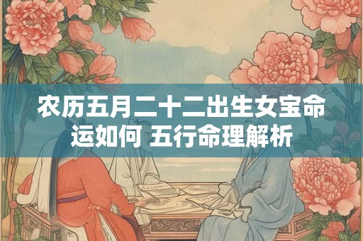 农历五月二十二出生女宝命运如何 五行命理解析