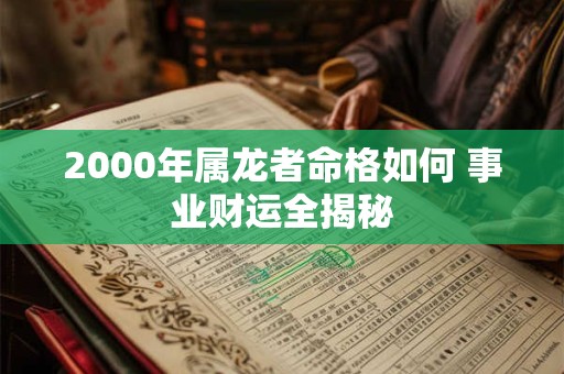 详细阅读:2000年属龙者命格如何 事业财运全揭秘 2000年属龙者命格如何 事业财运全揭秘