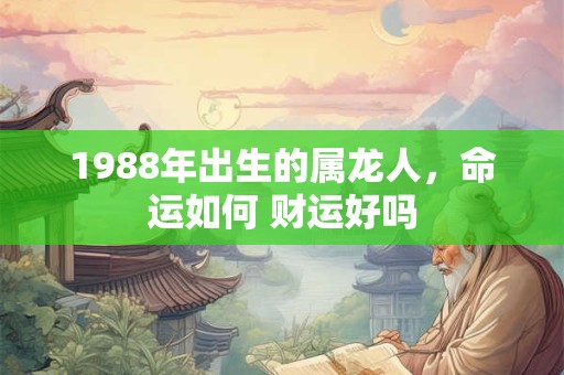 1988年出生的属龙人，命运如何 财运好吗