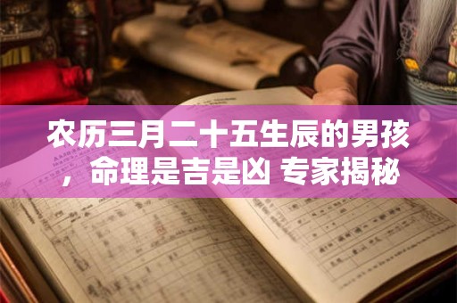 农历三月二十五生辰的男孩，命理是吉是凶 专家揭秘