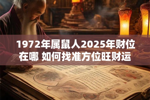 1972年属鼠人2025年财位在哪 如何找准方位旺财运