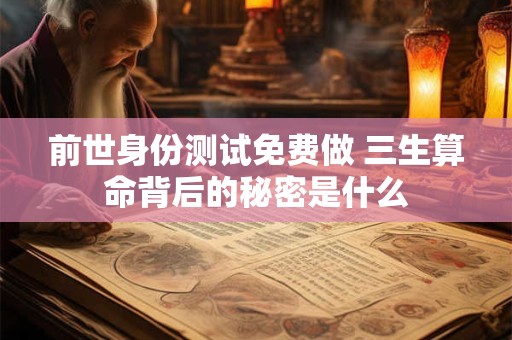 详细阅读:前世身份测试免费做 三生算命背后的秘密是什么 前世身份测试免费做 三生算命背后的秘密是什么