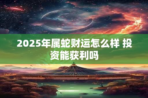 详细阅读:2025年属蛇财运怎么样 投资能获利吗 2025年属蛇财运怎么样 投资能获利吗