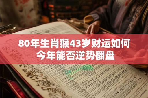 80年生肖猴43岁财运如何 今年能否逆势翻盘