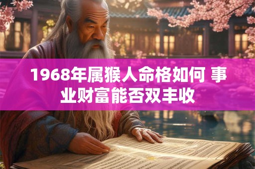1968年属猴人命格如何 事业财富能否双丰收