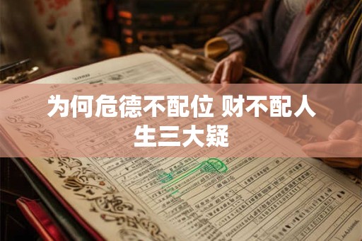 为何危德不配位 财不配人生三大疑