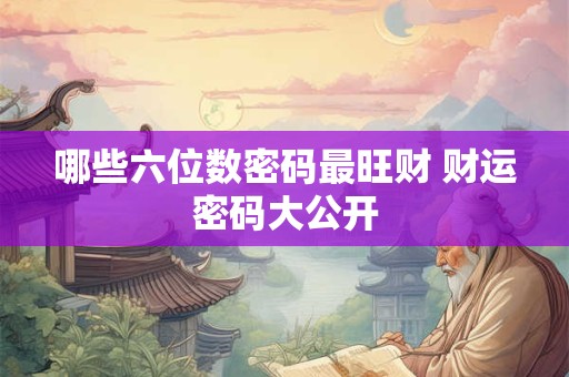 哪些六位数密码最旺财 财运密码大公开