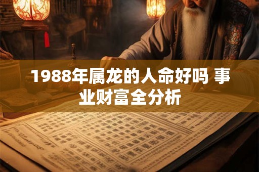 1988年属龙的人命好吗 事业财富全分析