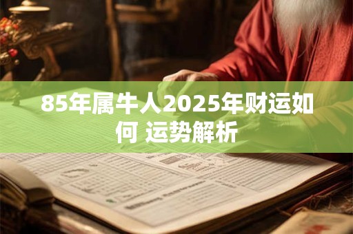 85年属牛人2025年财运如何 运势解析