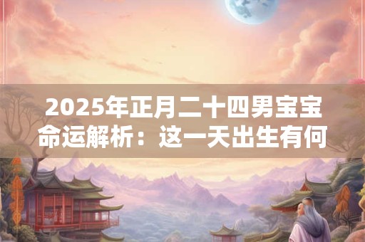详细阅读:2025年正月二十四男宝宝命运解析:这一天出生有何特殊之处 2025年正月二十四男宝宝命运解析:这一天出生有何特殊之处