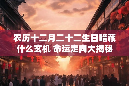农历十二月二十二生日暗藏什么玄机 命运走向大揭秘