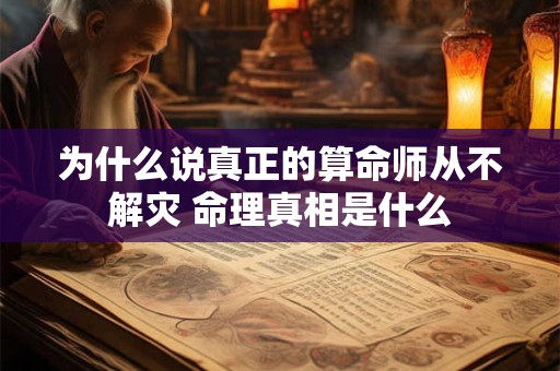 为什么说真正的算命师从不解灾 命理真相是什么