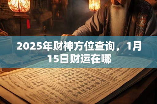 2025年财神方位查询，1月15日财运在哪