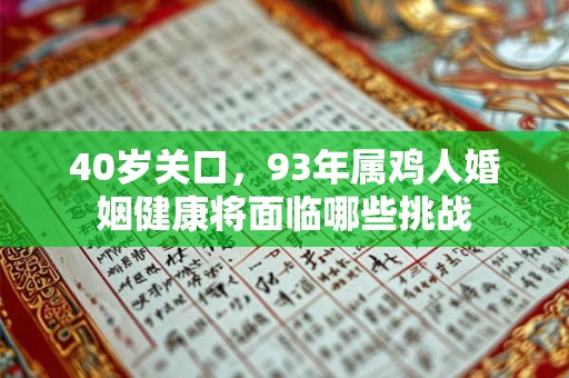 40岁关口，93年属鸡人婚姻健康将面临哪些挑战