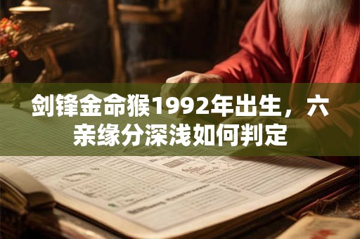 剑锋金命猴1992年出生，六亲缘分深浅如何判定