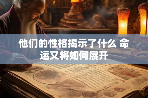 他们的性格揭示了什么 命运又将如何展开