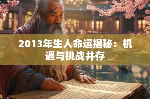 2013年生人命运揭秘:机遇与挑战并存 2013年生人命运揭秘:机遇与挑战并存