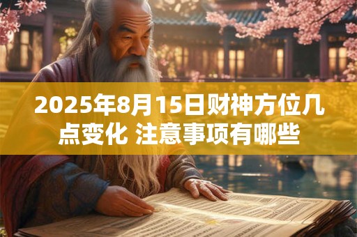 2025年8月15日财神方位几点变化 注意事项有哪些