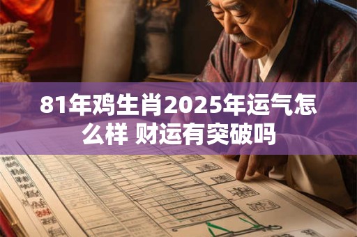 81年鸡生肖2025年运气怎么样 财运有突破吗