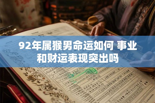 92年属猴男命运如何 事业和财运表现突出吗