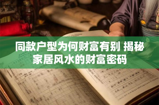 同款户型为何财富有别 揭秘家居风水的财富密码