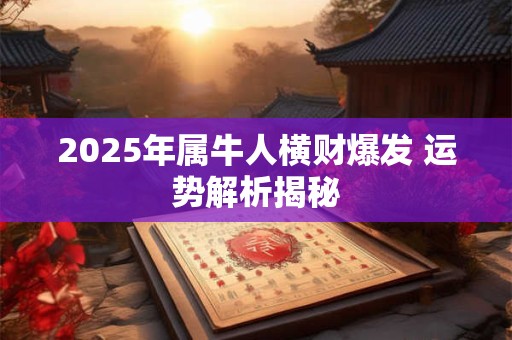 2025年属牛人横财爆发 运势解析揭秘