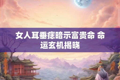 女人耳垂痣暗示富贵命 命运玄机揭晓