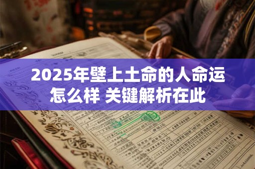 2025年壁上土命的人命运怎么样 关键解析在此