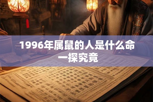 详细阅读:1996年属鼠的人是什么命 一探究竟 1996年属鼠的人是什么命 一探究竟