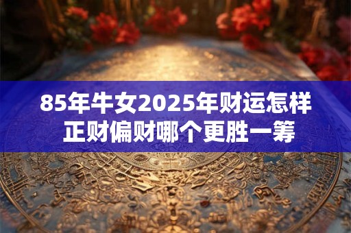 详细阅读:85年牛女2025年财运怎样 正财偏财哪个更胜一筹 85年牛女2025年财运怎样 正财偏财哪个更胜一筹