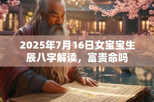 2025年7月16日女宝宝生辰八字解读，富贵命吗