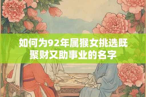 如何为92年属猴女挑选既聚财又助事业的名字