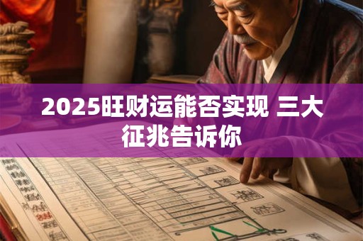2025旺财运能否实现 三大征兆告诉你