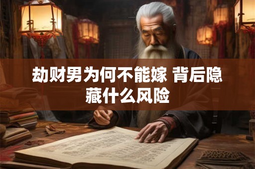 劫财男为何不能嫁 背后隐藏什么风险