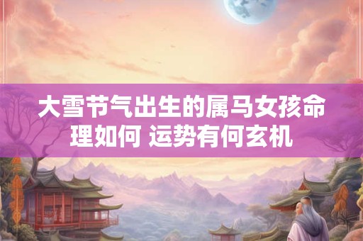 大雪节气出生的属马女孩命理如何 运势有何玄机
