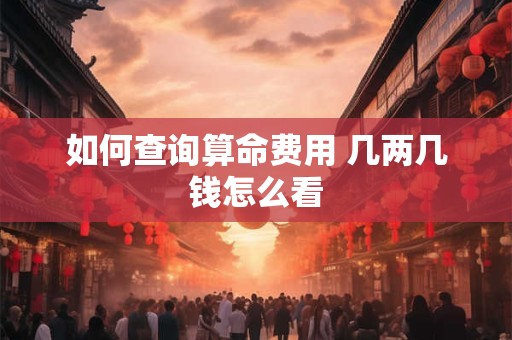 如何查询算命费用 几两几钱怎么看